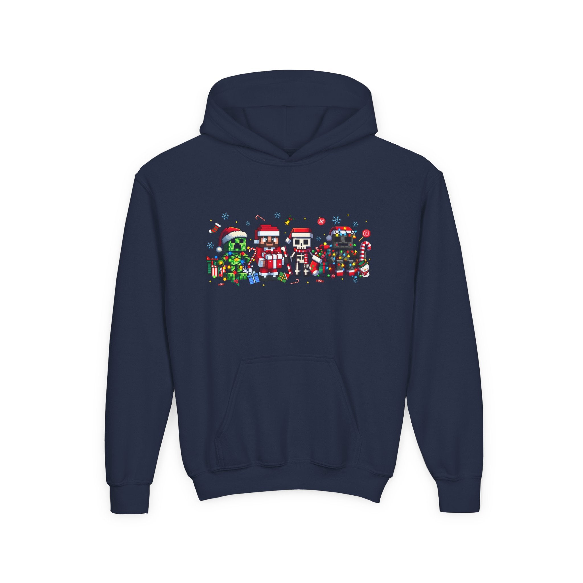 Festive Youth Hoodie with Christmas Character Design - Kids Holiday Sweatshirt