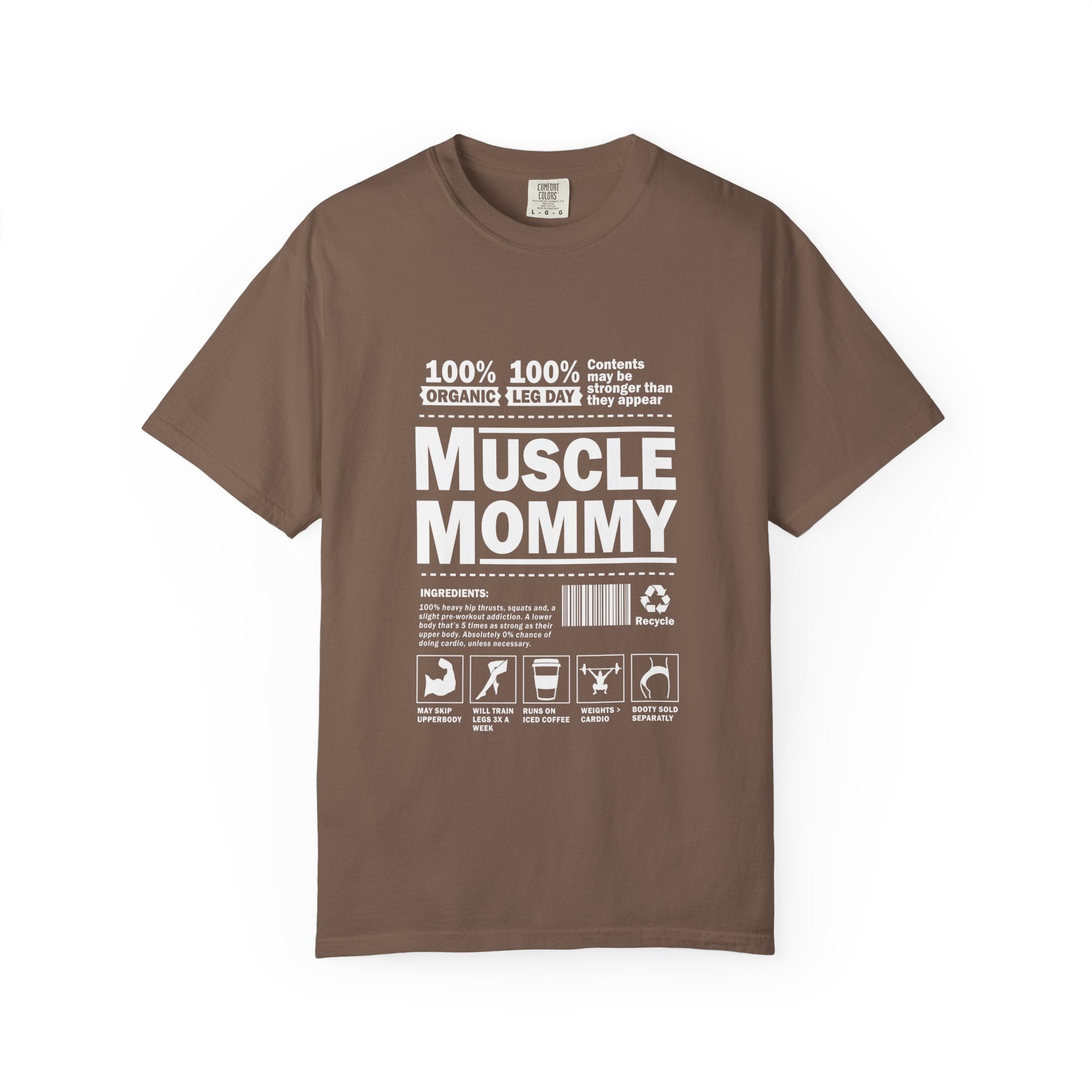 Muscle Mommy T-Shirt - Funny Gym Mom Workout Tee with Nutrition Facts