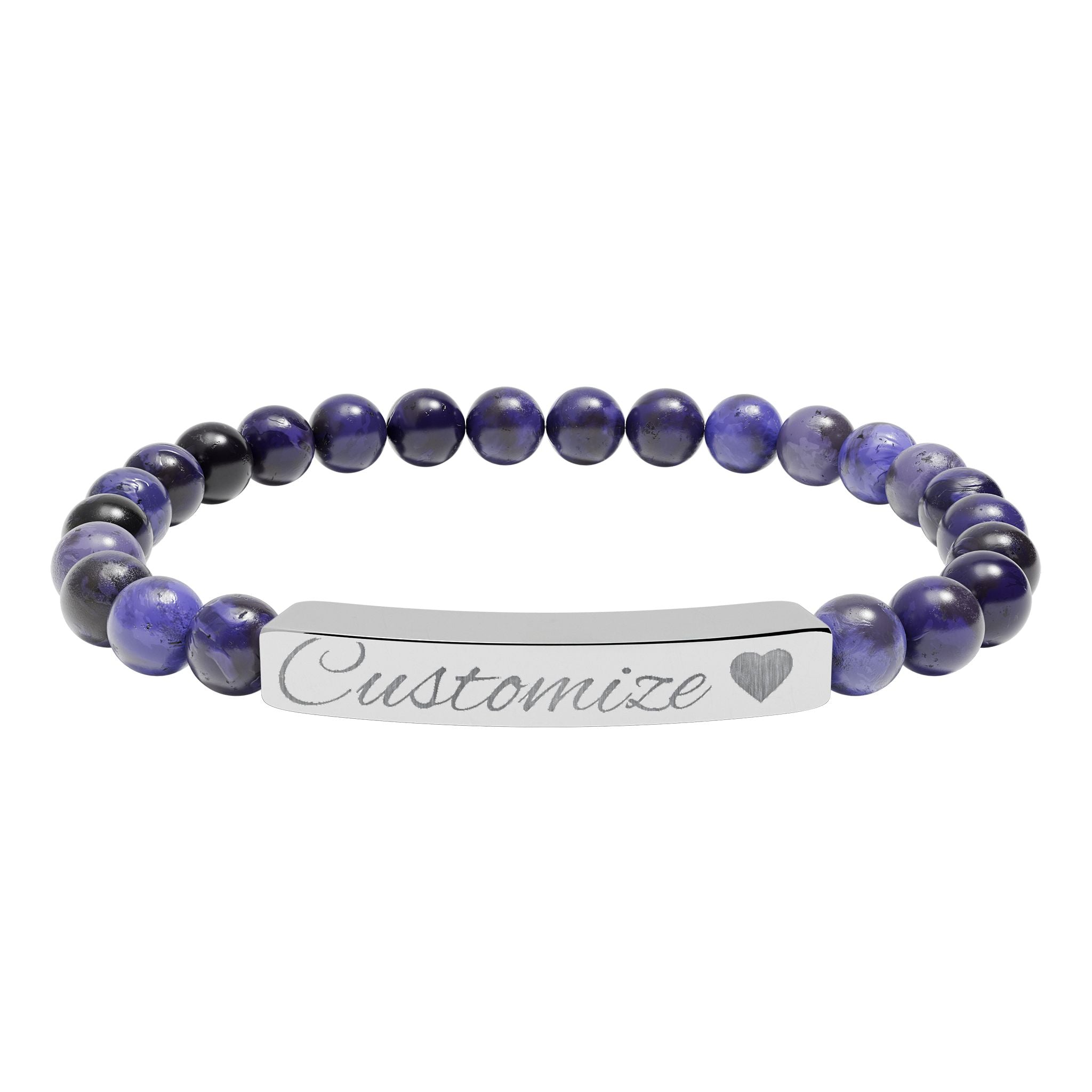 Custom Engraved Natural Stone Bar Bracelet