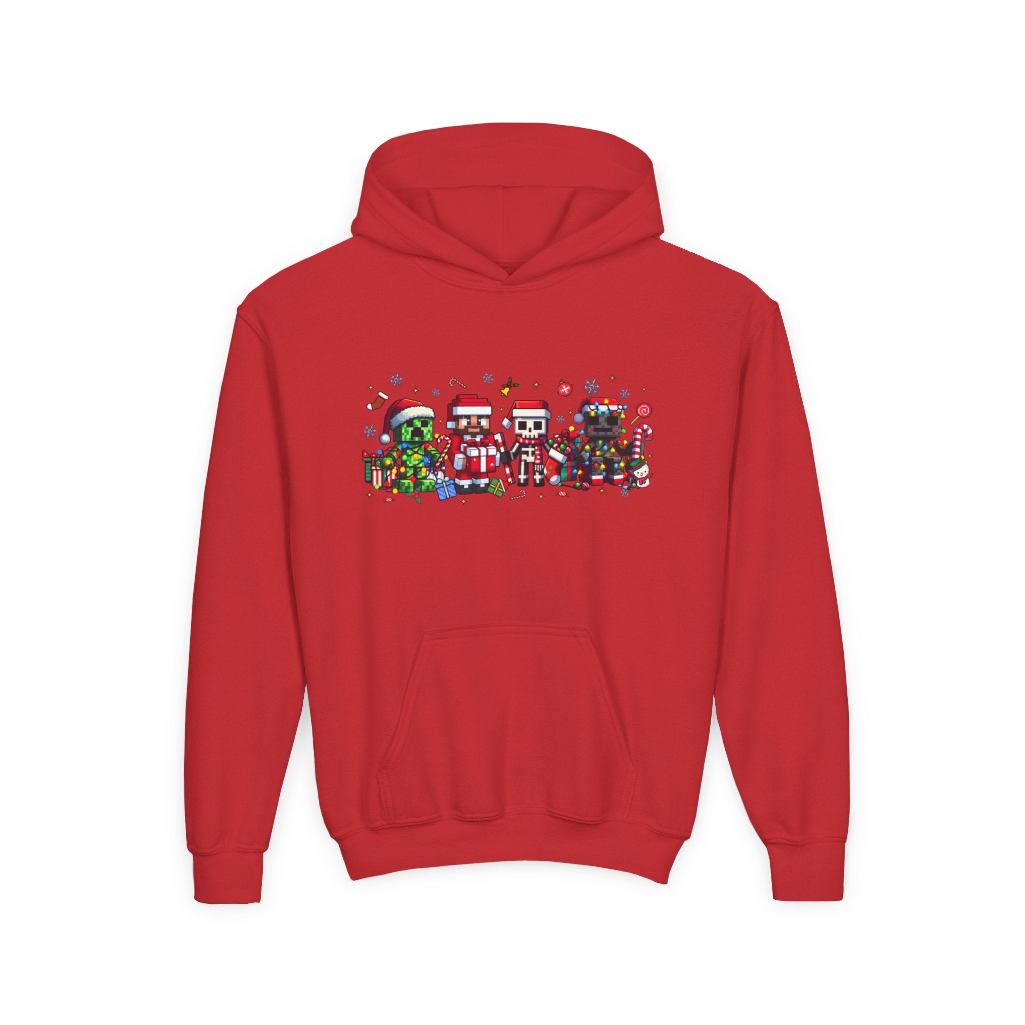 Festive Youth Hoodie with Christmas Character Design - Kids Holiday Sweatshirt