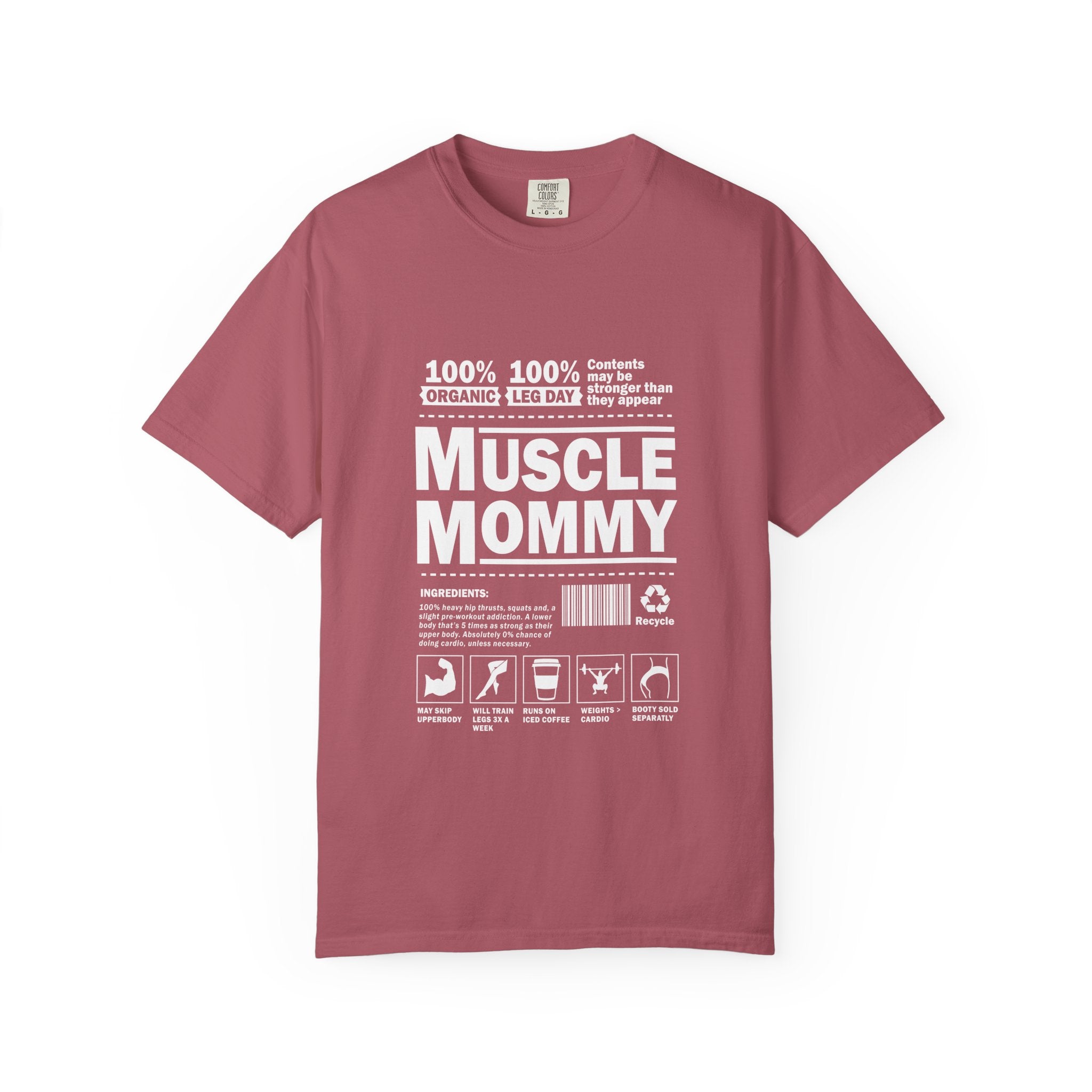Muscle Mommy T-Shirt - Funny Gym Mom Workout Tee with Nutrition Facts
