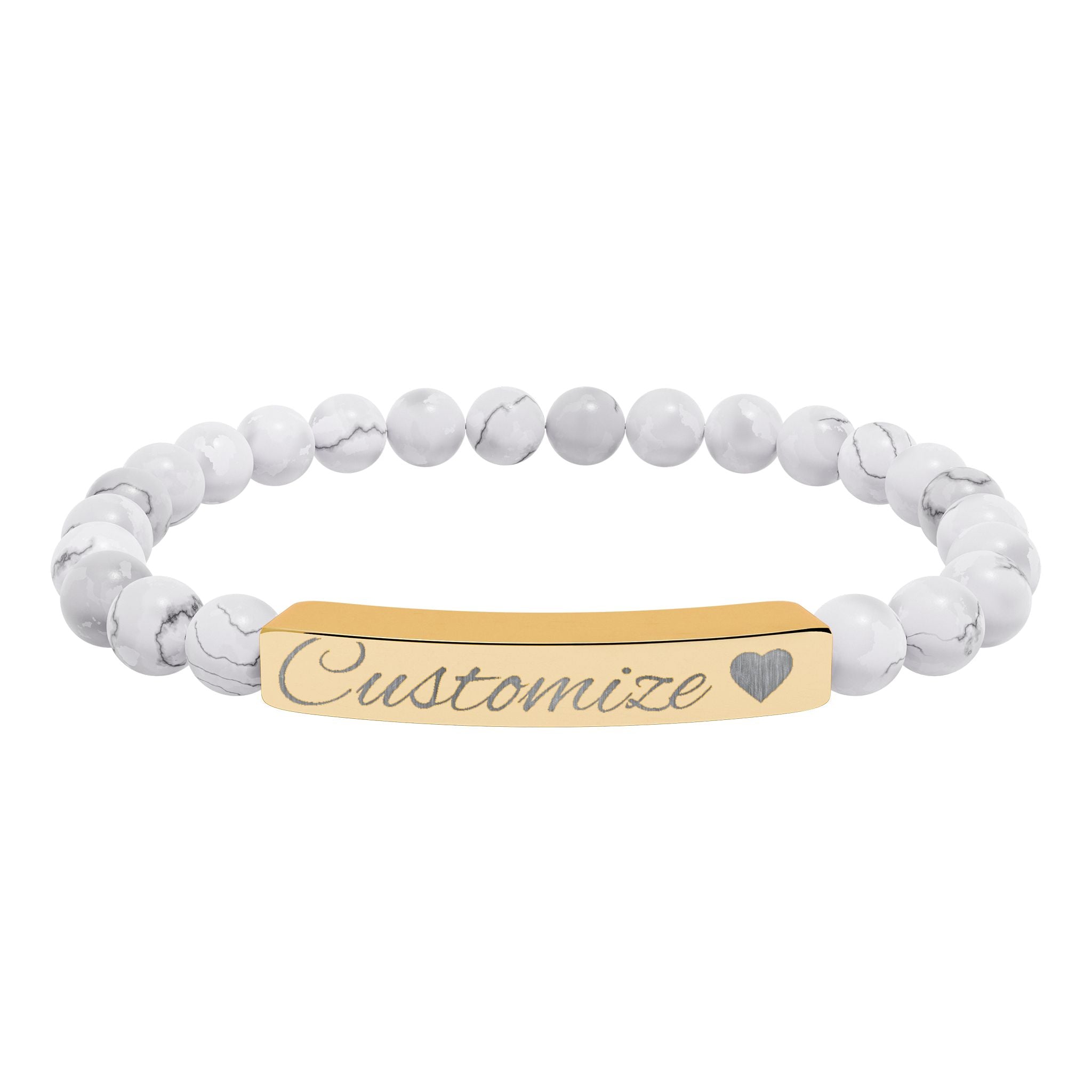 Custom Engraved Natural Stone Bar Bracelet