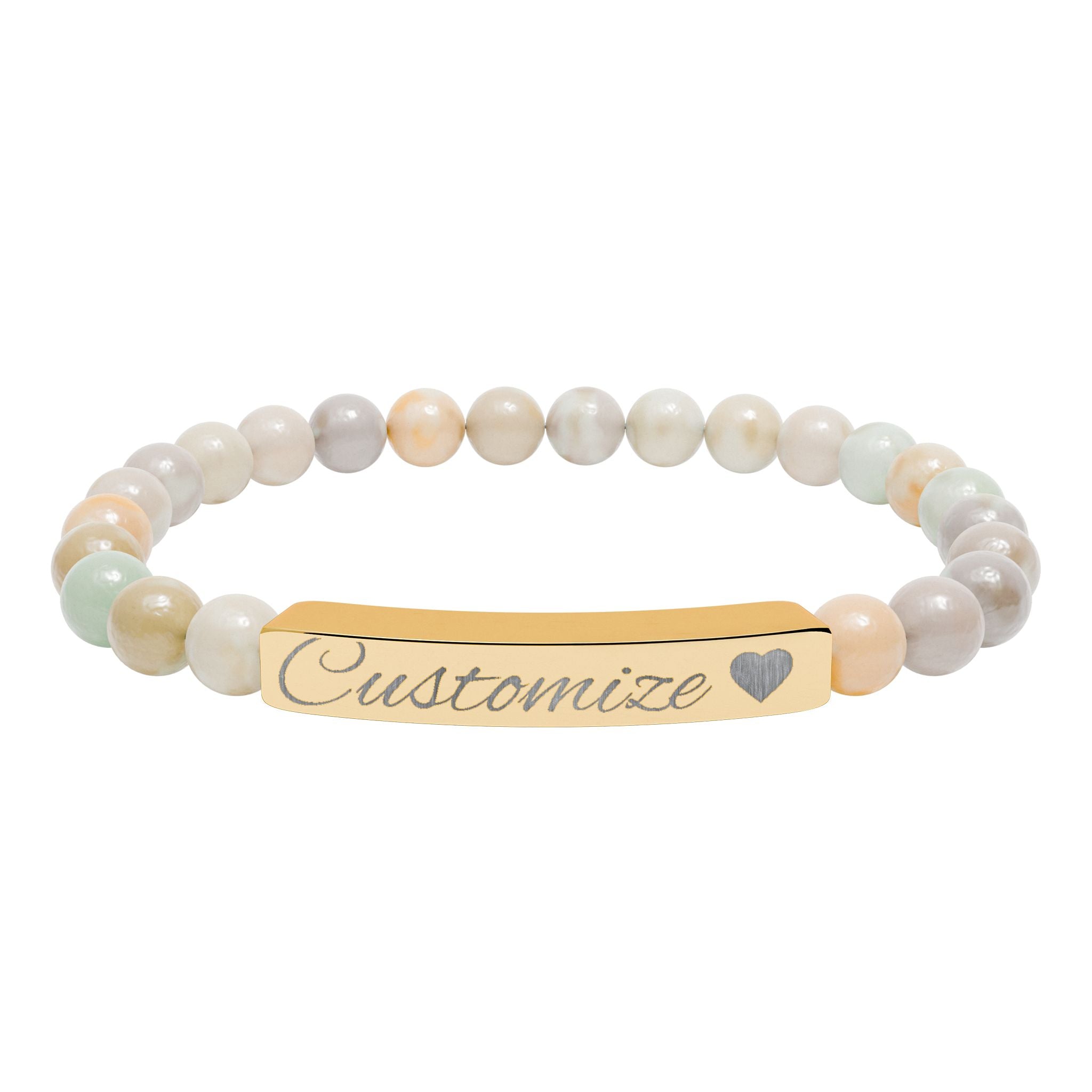 Custom Engraved Natural Stone Bar Bracelet