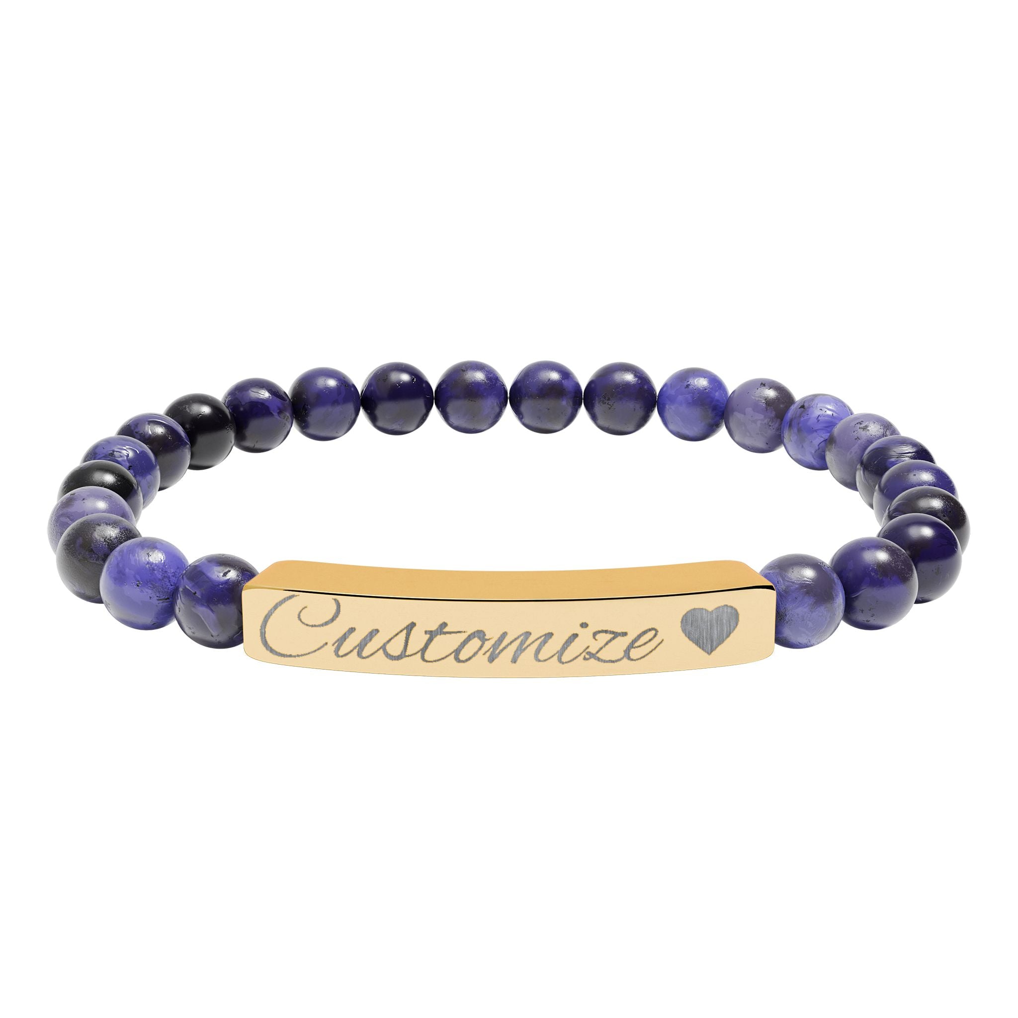 Custom Engraved Natural Stone Bar Bracelet