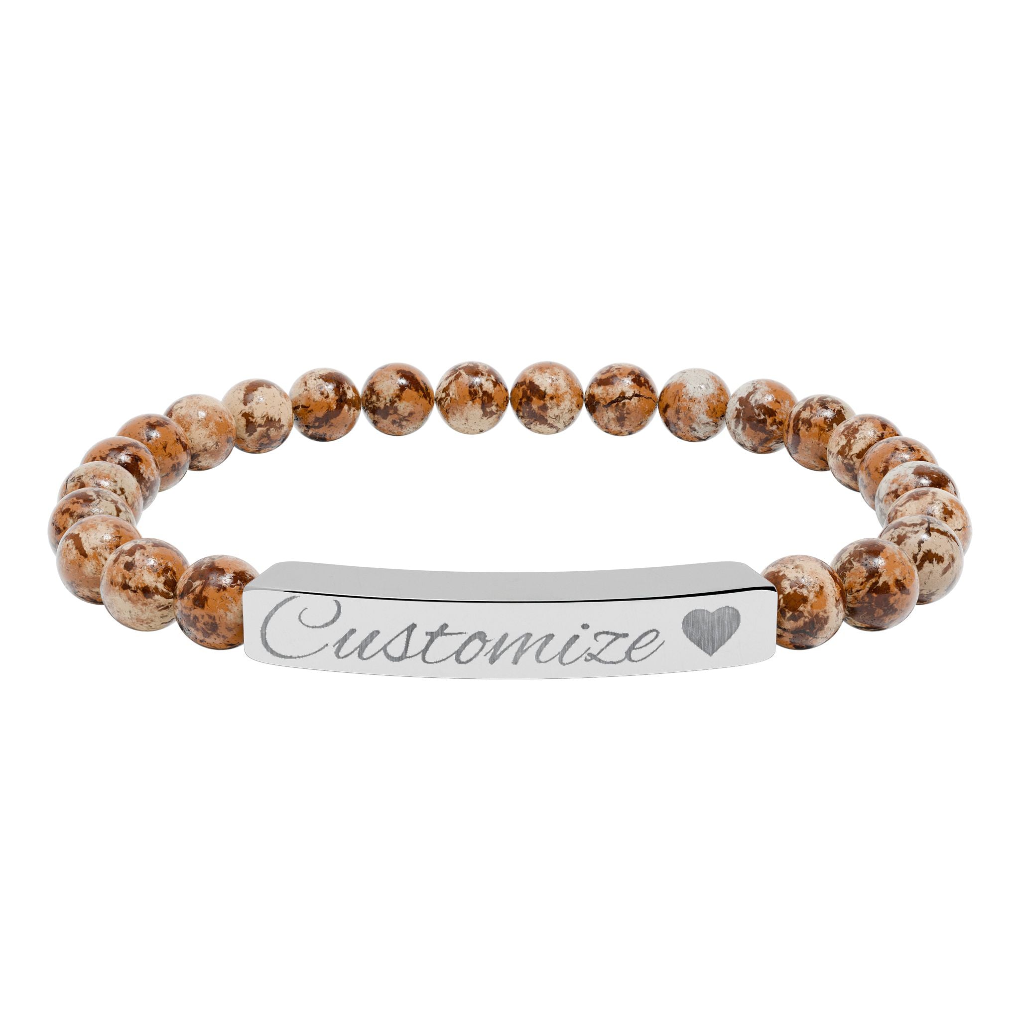 Custom Engraved Natural Stone Bar Bracelet