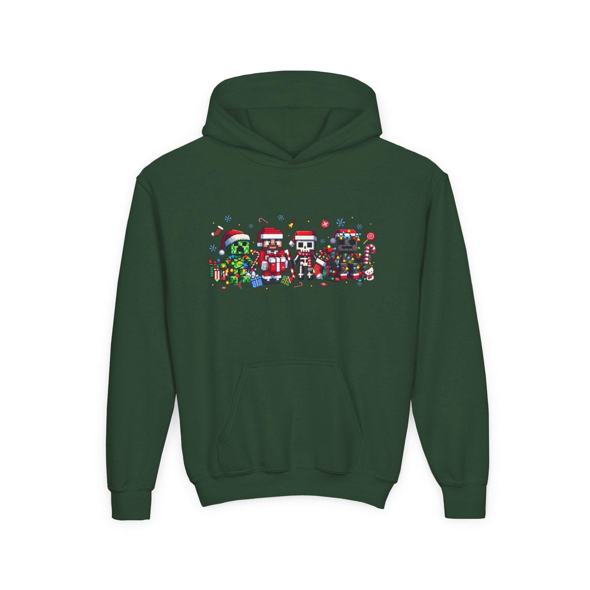 Festive Youth Hoodie with Christmas Character Design - Kids Holiday Sweatshirt