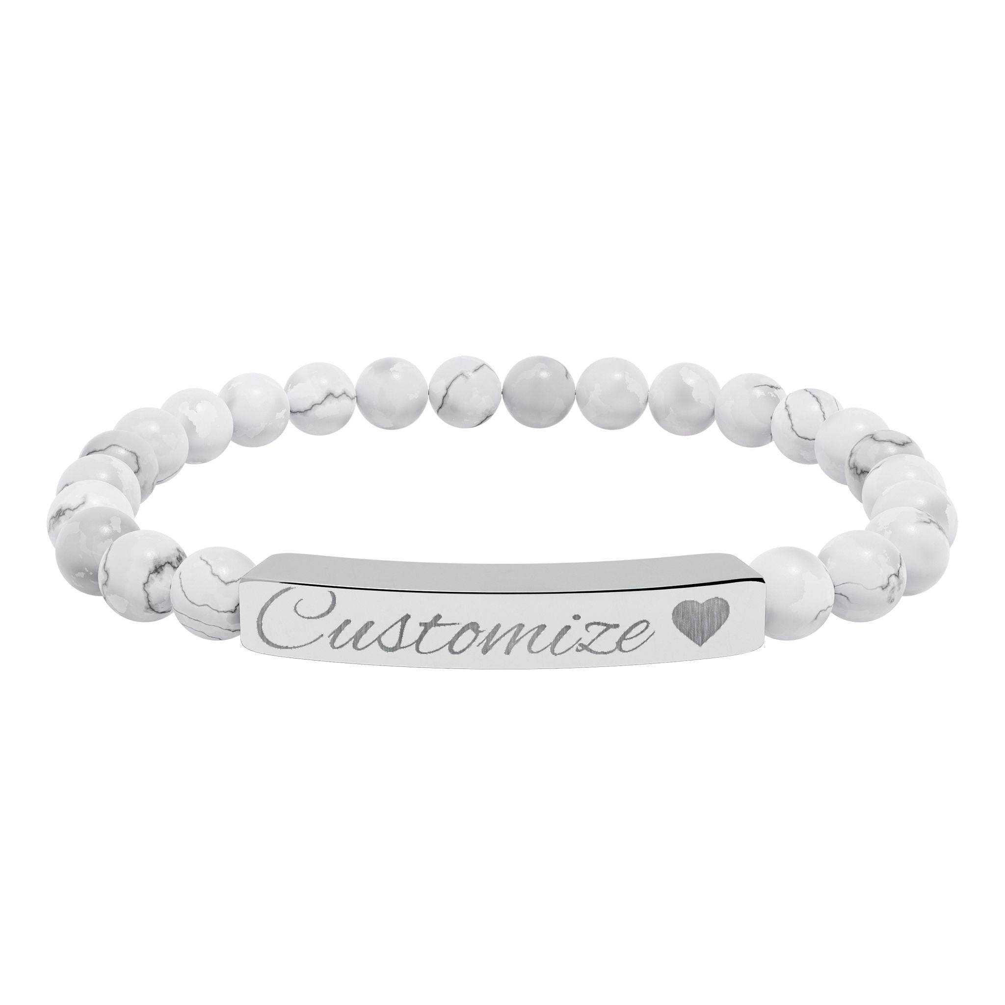 Custom Engraved Natural Stone Bar Bracelet
