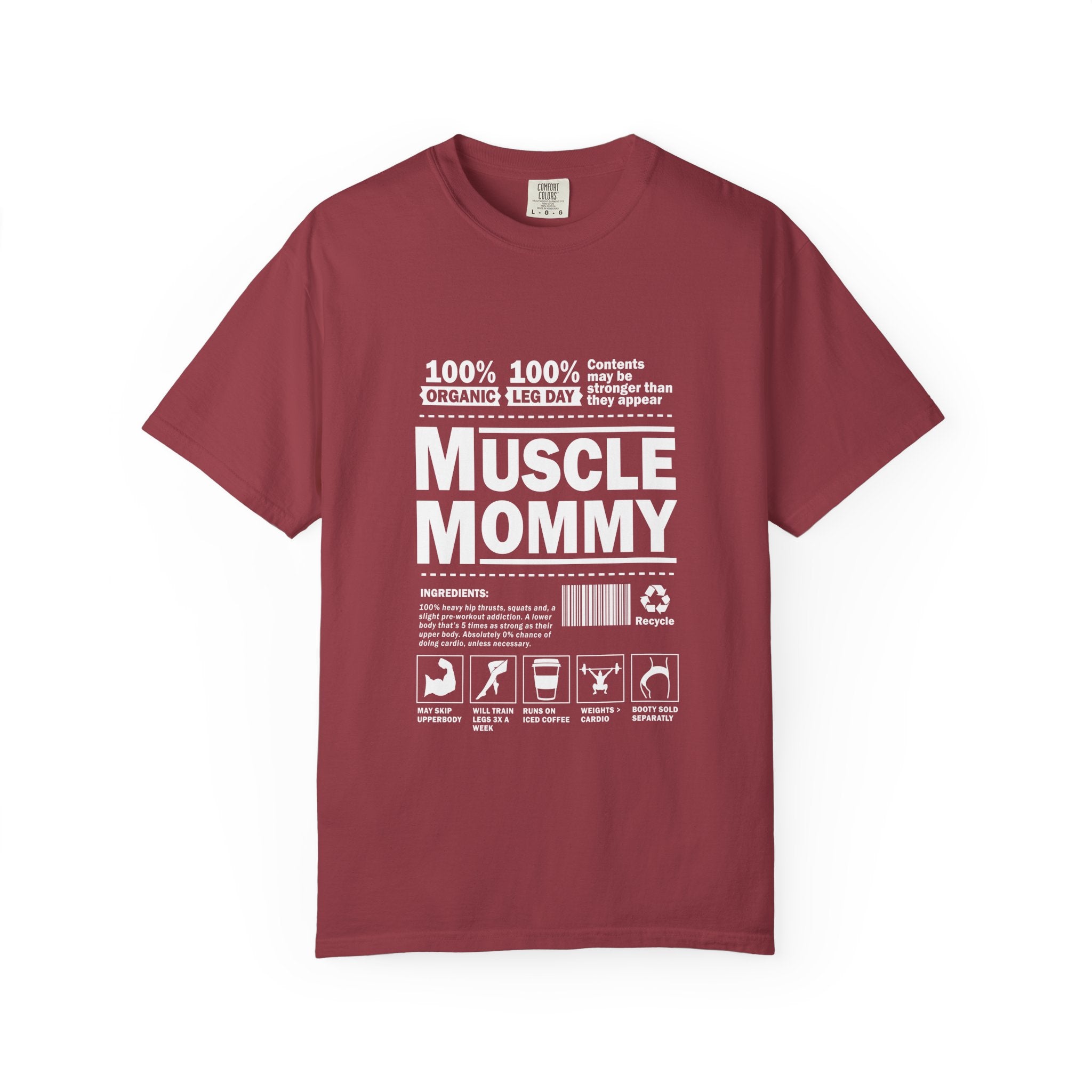 Muscle Mommy T-Shirt - Funny Gym Mom Workout Tee with Nutrition Facts