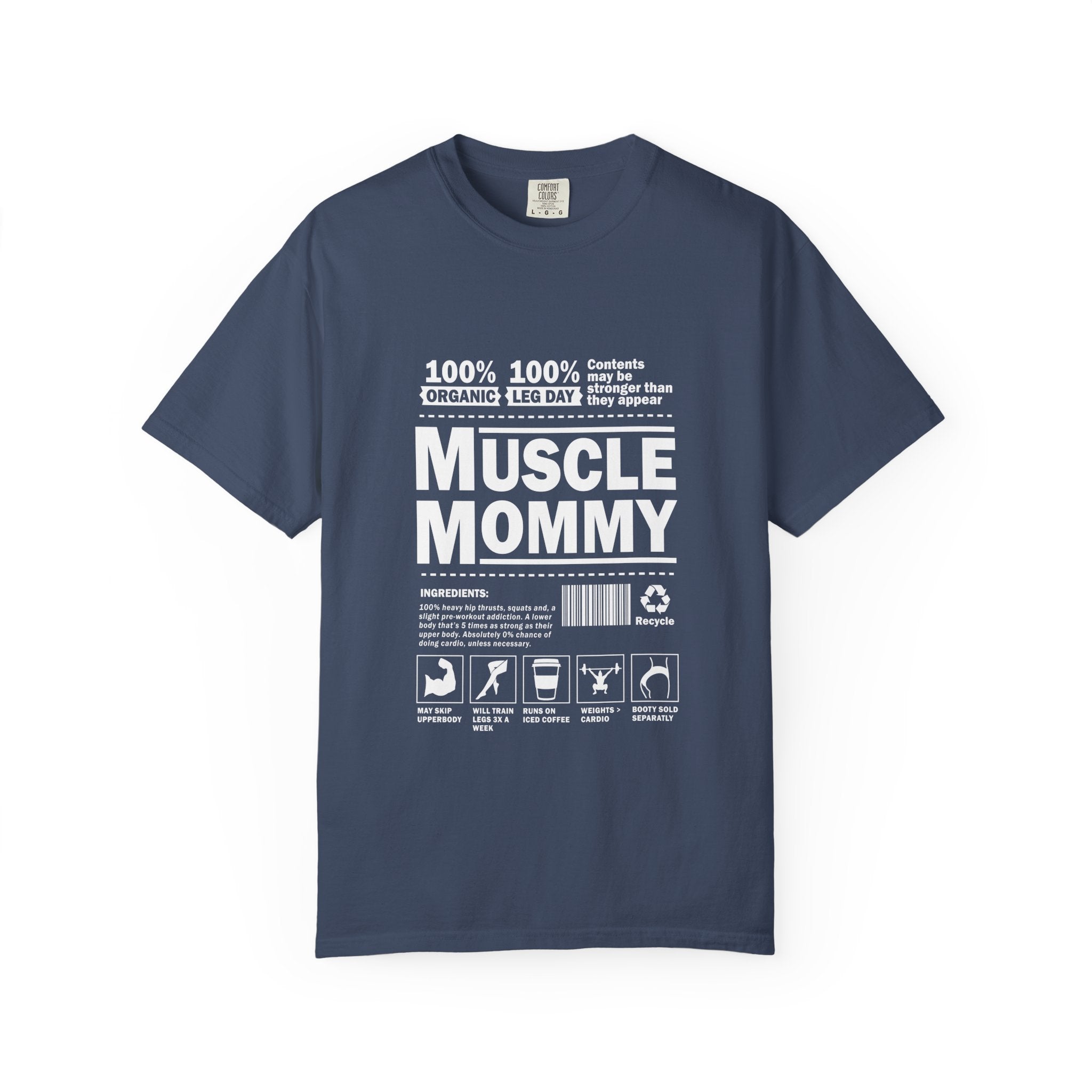 Muscle Mommy T-Shirt - Funny Gym Mom Workout Tee with Nutrition Facts