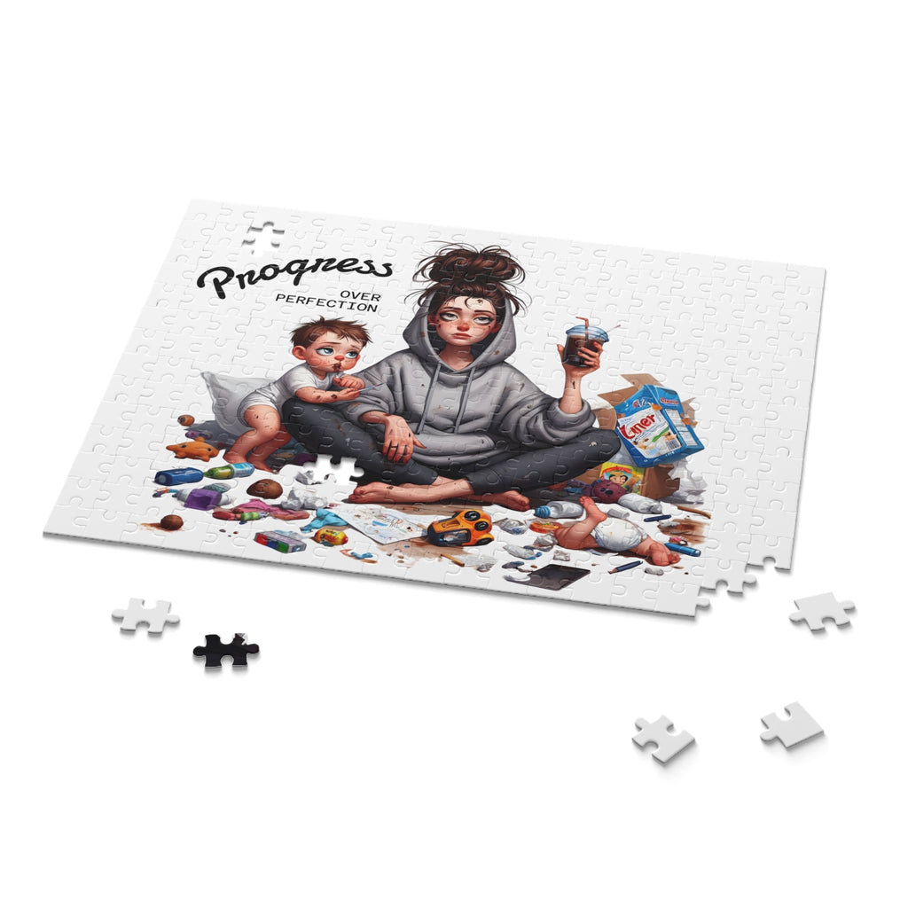 Progress Over Perfection Puzzle - Motivational 120/252/500-Piece Jigsaw for Busy Moms