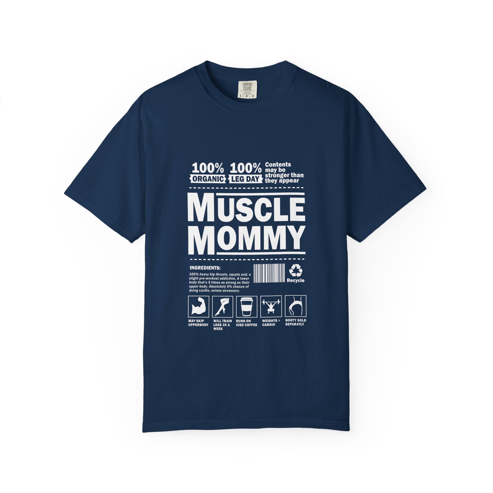 Muscle Mommy T-Shirt - Funny Gym Mom Workout Tee with Nutrition Facts
