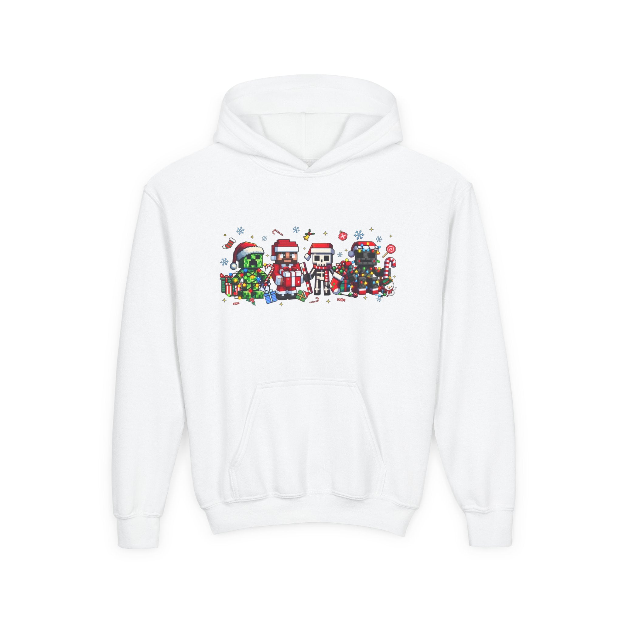 Festive Youth Hoodie with Christmas Character Design - Kids Holiday Sweatshirt