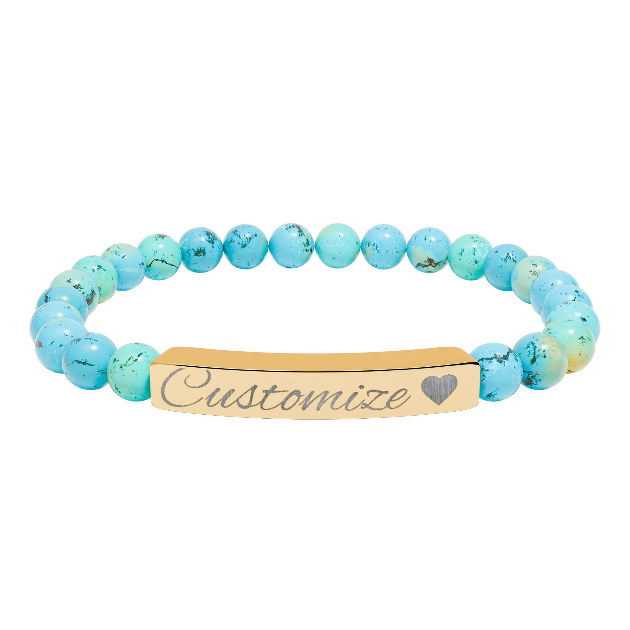 Custom Engraved Natural Stone Bar Bracelet