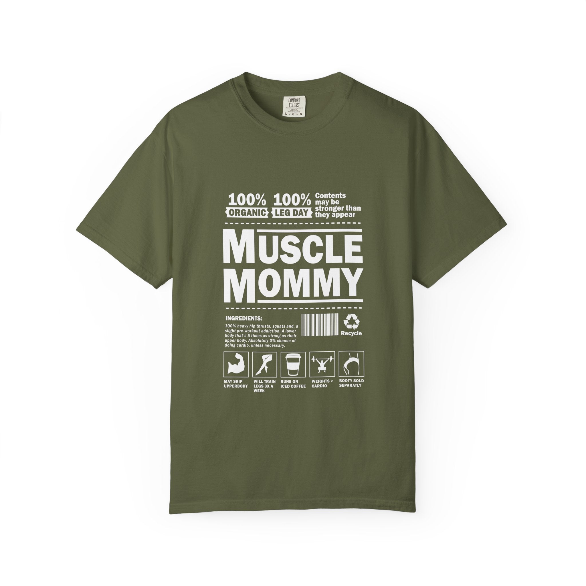 Muscle Mommy T-Shirt - Funny Gym Mom Workout Tee with Nutrition Facts