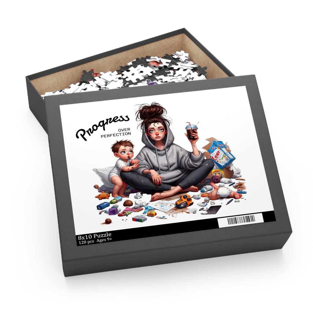 Progress Over Perfection Puzzle - Motivational 120/252/500-Piece Jigsaw for Busy Moms