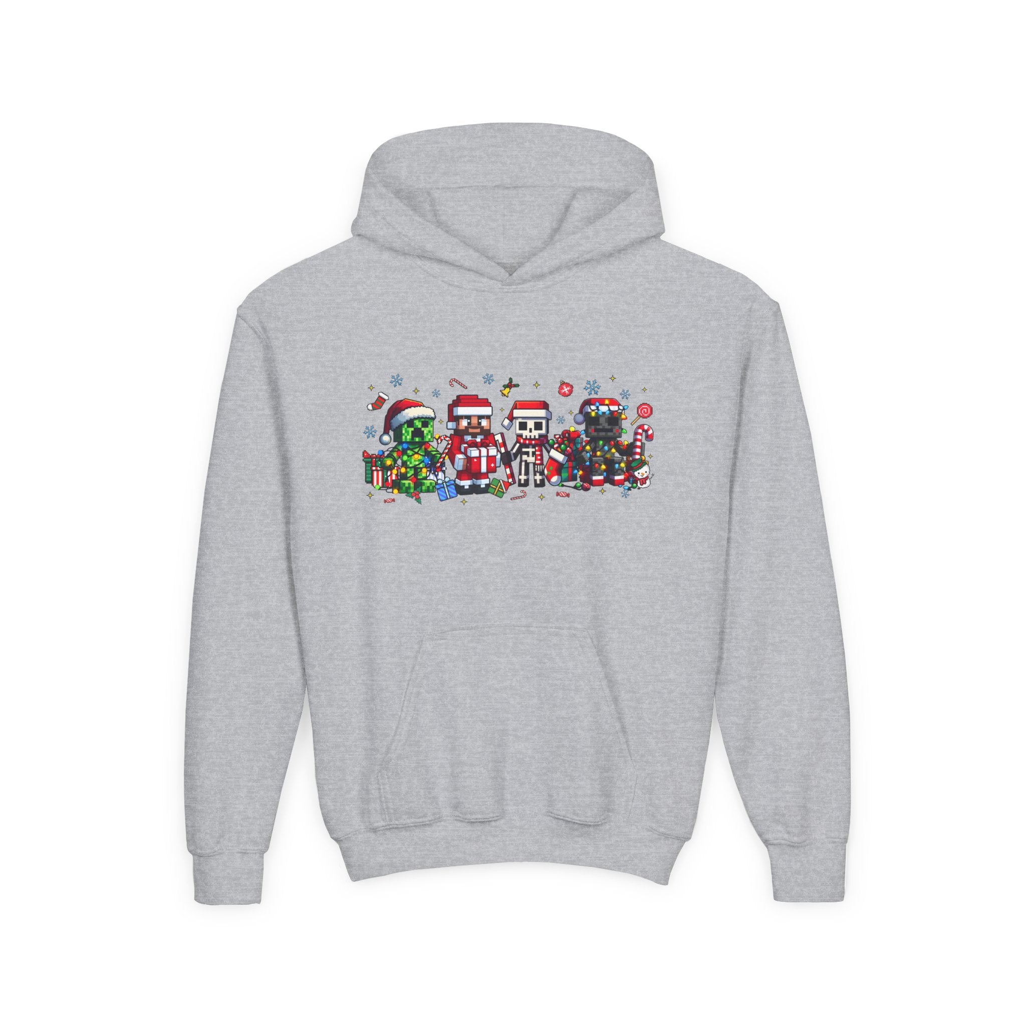 Festive Youth Hoodie with Christmas Character Design - Kids Holiday Sweatshirt
