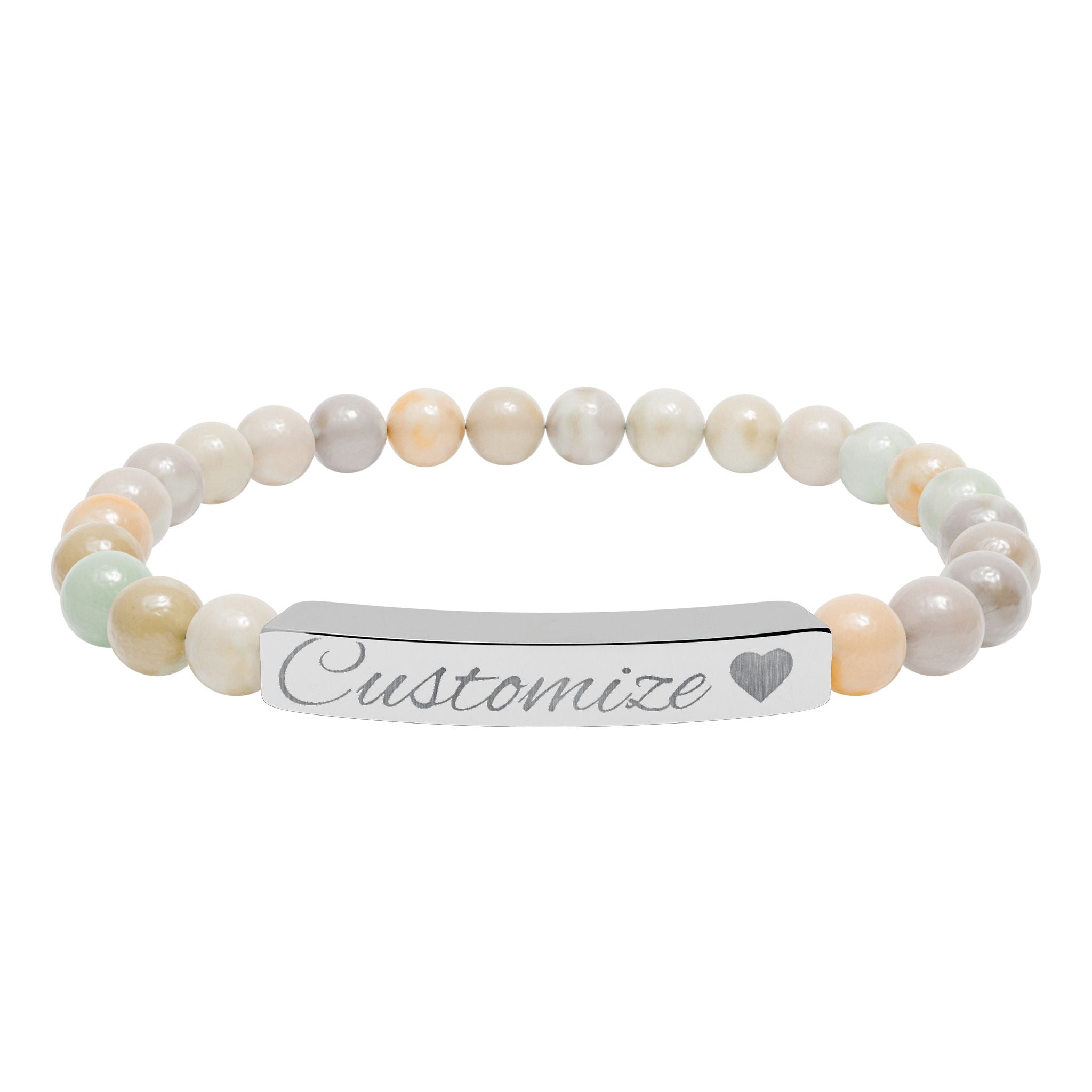 Custom Engraved Natural Stone Bar Bracelet